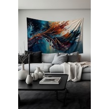 Dalgaların Dansı Desenli Duvar Halısı Duvar Örtüsü Tapestry Süet Dokulu Kumaş