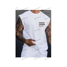 Startmore Unisex Charlie Luciano Baskılı Kolsuz Beyaz