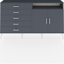 Arges Konsol 2 Raflı 5 Çekmeceli 2 Kapaklı 176x30x99 Antrasit-ant Antrasit-antrasit