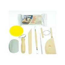 Ahşap Saplı Seramik Ve Doğal Kil Hamuru Oyma Şekil Verme Alet Seti Yeni Başlayanlar İçin Ceramic Şekillendirme El Aleti Seti Beyaz Kil/white Clay Pottery Tool Kit