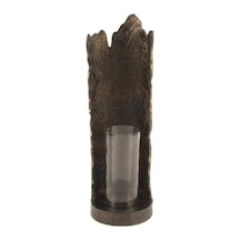 Yeşil Metal Cam Mumluk 14x44cm Yeşil
