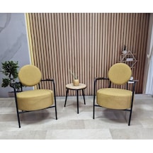 Azra Mobilya Venüs 2 Berjer Set İskandinav Keten Berjer - Büro - Ofis Koltuğu - Ofis Mobilyası -bekleme Salonu Sarı