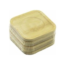 Bambu Ve Ahşap Çay Tabağı, Kare, 9.7 X 9.7 Cm, 6 Adet