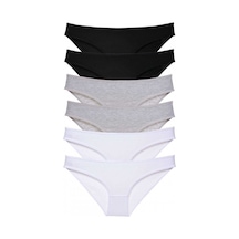 Royaleks 6 Adet Süper Eko Set Likralı Kadın Slip Külot Siyah Gri Beyaz (553828283)-S Çok Renkli