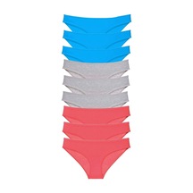 9 Adet Süper Eko Set Likralı Kadın Slip Külot Fuşya Gri Mavi Çok Renkli