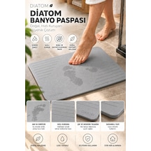 Düz Çizgi Model Banyo Paspası Su Emici Paspas Diatomite Mat Abdest Paspası Duşakabin Önü Banyo Matı Lavabo Önü Paspas gri