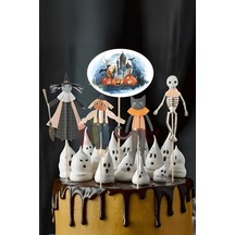Çok Renkli Halloween Temalı Pasta Süsü