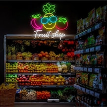 Fruit Shop Yazılı Ve Şekilli Neon Tabela Çok Renkli
