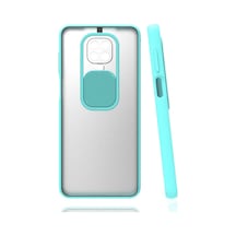 Kilifone - Xiaomi Uyumlu Redmi Note 9s - Kılıf Slayt Sürgülü Arkası Buzlu Lensi Kapak - Turkuaz