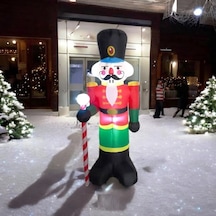 Vıp Deluxe Led Işıklı Motorlu Dev Şişme Fındık Kıran 190 Cm Işıklı Şişme Kurşun Asker Noel Dekorları