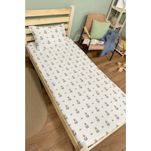 Organik Tek Kişilik Lastikli Çarşaf Seti - Minik Papatya Çiçeği Renkli