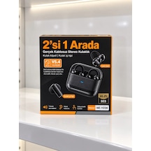Lexroo Kablosuz Bluetooth Kulaklık 4 Kulaklıklı 2 Si 1 Arada Siya