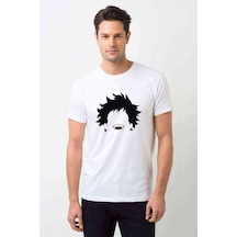 Anime My Hero Baskılı Erkek Tshirt Beyaz