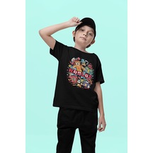Sevbano Unisex Roblox Oyun Baskılı Çocuk Tişört 1-12 Yaş Siyah