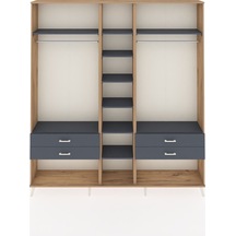 Arges Dolap 10 Raflı 4 Çekmeceli 2 Askılı 220x30x243 Çam-antrasit/antrasit Antrasıt/antrasıt