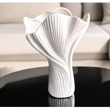 Modern Dalgalı Tasarım Dekoratif Vazo - 15 Cm Minimalist Estetik Obje Ve Kuru Çiçek Saksısı