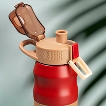 Cooker 1393-3 Paslanmaz Çelik Sızdırmaz Çift Katmanlı Yalıtımlı Çay Kahve Termosu Kırmızı 350 Ml Açık Beyaz