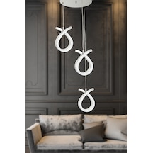 Begüsa Vena 3 Renk Ledli Salon-oturma Odası Sarkıt 3.lü Avize Krom