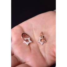 Papatya Silver 925 Ayar Gümüş Rose Kaplama Zirkon Taşlı Yıldız Küpe