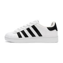 Unisex Günlük Spor Ayakkabı Kaymaz Yumuşak Taban Rahat Bağcıklı Sneaker 473 Beyaz Siyah