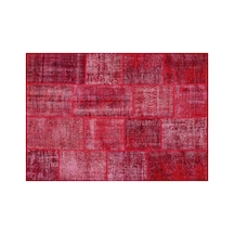 El Dokuması Patchwork Vintage Yün-pamuk Kırmızı Halı 35840 161 X 230 Cm