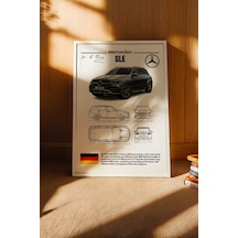 Mercedes Gle Tablo - Teknik Özellikli Amg Gle 63 S Suv Poster - Çerçeveli Duvar Dekoru - Blueprint Beyaz