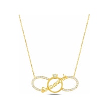 Çekirdekjewelry Sonsuza Dek Yazılı Gold Kaplama 925 Ayar Gümüş Sonsuzluk Kolye Sevgililer Günü Hediyesi Sarı