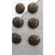 Antık Sarı Metal Düğme 20 Mm 6 Adet