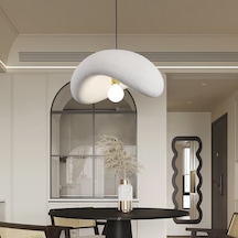 Voliny Büyük Beyaz Beton Modern Sarkıt Oturma Odası Salon Sarkıt Avize Beyaz