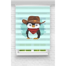 Perdecizade Enxboy Penguen Dijital Baskılı Zebra Perde-cocuk Odası-stor Perde Renkli
