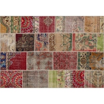 Gerçek El Dokuma Eskitme Patchwork Halı
