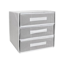 Katlanabilir Üç Çekmeceli Dolap Düzenleyici Çamaşır Organizeri Takı Kutusu Gardrob Kumaş Düzenleyici 32x32x32cm 1 Açık Bej