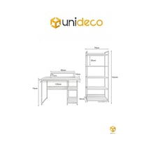 Vien 2 Set Kitaplıklı Masa Raflı Çalışma Masası 5 Raflı Kitaplık Monitör Yükseltici Beyaz - Beyaz
