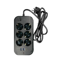 2 Metre Kablosu Olan 6'lı Grup Priz, Usb Ve Type-c Girişleri 0