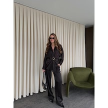 Laluvia Kahverengi Tokalı Gömlek Pantolon Takım - 51240 Olive