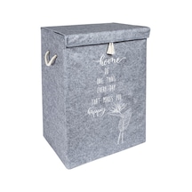 Muomuo Home Keçe Kapaklı Mega Kutu Çamaşır Sepeti Eşya Saklama Kutusu 55X40X30 Cm Gri Diğer