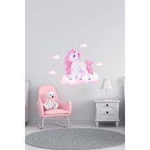 Sevimli Pembe Unicorn Duvar Sticker Seti