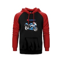 Suzuki Gsx R600 Kırmızı Renk Reglan Kol Kapşonlu Sweatshirt Kırmızı