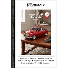 Nostaljik Radyo Taşınabilir Ses Kablosuz Aygit Bluetooth Hoparlör Retro Araba Ws-596 Kırmızı
