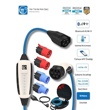 Çantalı Premium Plus Set 16a&32a 2.8-22kw 10m Ev Prizli Wifi+bluetooth Monofaze & Trifaze Ac Mobil Şarj Wallbox 22 kw