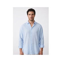 Baselco Amalfi Muslin Oversize Gömlek - Basic Fresh Lacivert + Mavi