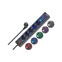 Gamer Prizi Gsl 05 Usb Led Aydınlatmalı 5 Soketli Çoklu Priz Oyun Kurulumu İçin Led Renk Değişimi 1