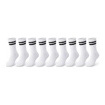 Unisex Beyaz Çorap Siyah Çizgili 9'lu Set Uzun Soket Günlük Spor Kolej Stil Kadın Erkek Çorabı Renk: Beyaz, Beden: 36-40, Adet: 9