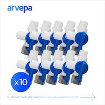 Arvepa Su Arıtma Cihazı 3/8 (Combo) İkili Hat Alma Aparatı 10 Adet - Ekstra Dayanıklı (Kendinden Vanalı)