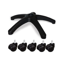 Ofis Koltuğu Ayağı Yıldız Ayak + 5 Tekerlek Sekreter Koltuğu Tekerleği - Mobilya Bağlantı Elemanları