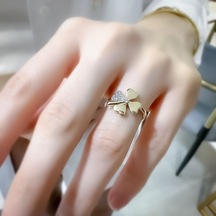 14k Altın Taşlı Yonca Yüzük