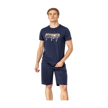 Pierre Cardin 6073 Erkek Kısa Kollu Şortlu Pijama Takım-indigo İndigo