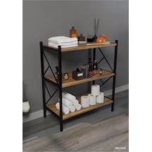Morpanya Rose Banyo Düzenleyici Banyo Dolabı Çok Amaçlı Dolap 3 Katlı Metal Mutfak Düzenleyici Ceviz