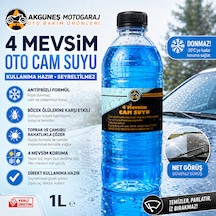 Akgüneş Motogaraj 1 Lt 4 Mevsim Antifrizli Oto Cam Suyu - Kullanıma Hazır, Seyreltilmez, Böcek Ve Çamur Temizleyici, Donmaya Karşı Koruma