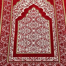Kadife Çocuk Seccadesi - Kırmızı 39x80 Cm - 180 Gr - Tesbih Hediyeli Çok Renkli